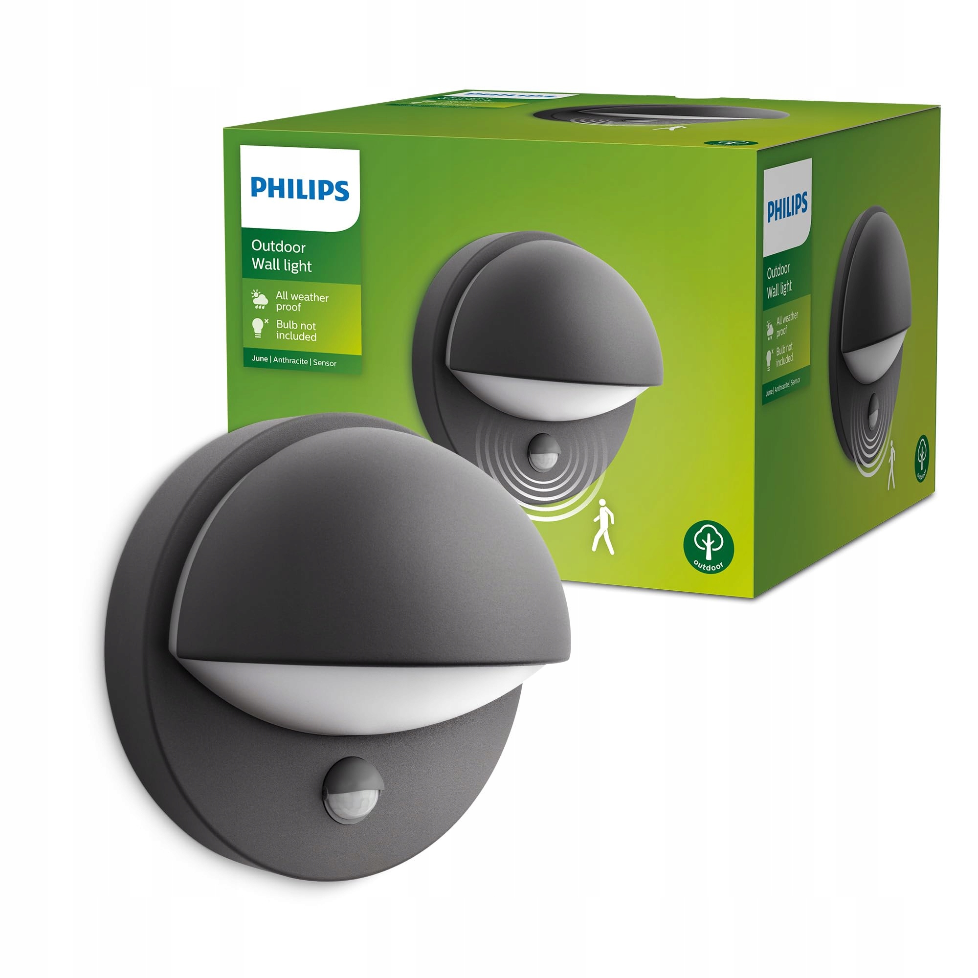 PHILIPS MyGarden June Buitenwandlamp Bewegingsmelder Antraciet IP44