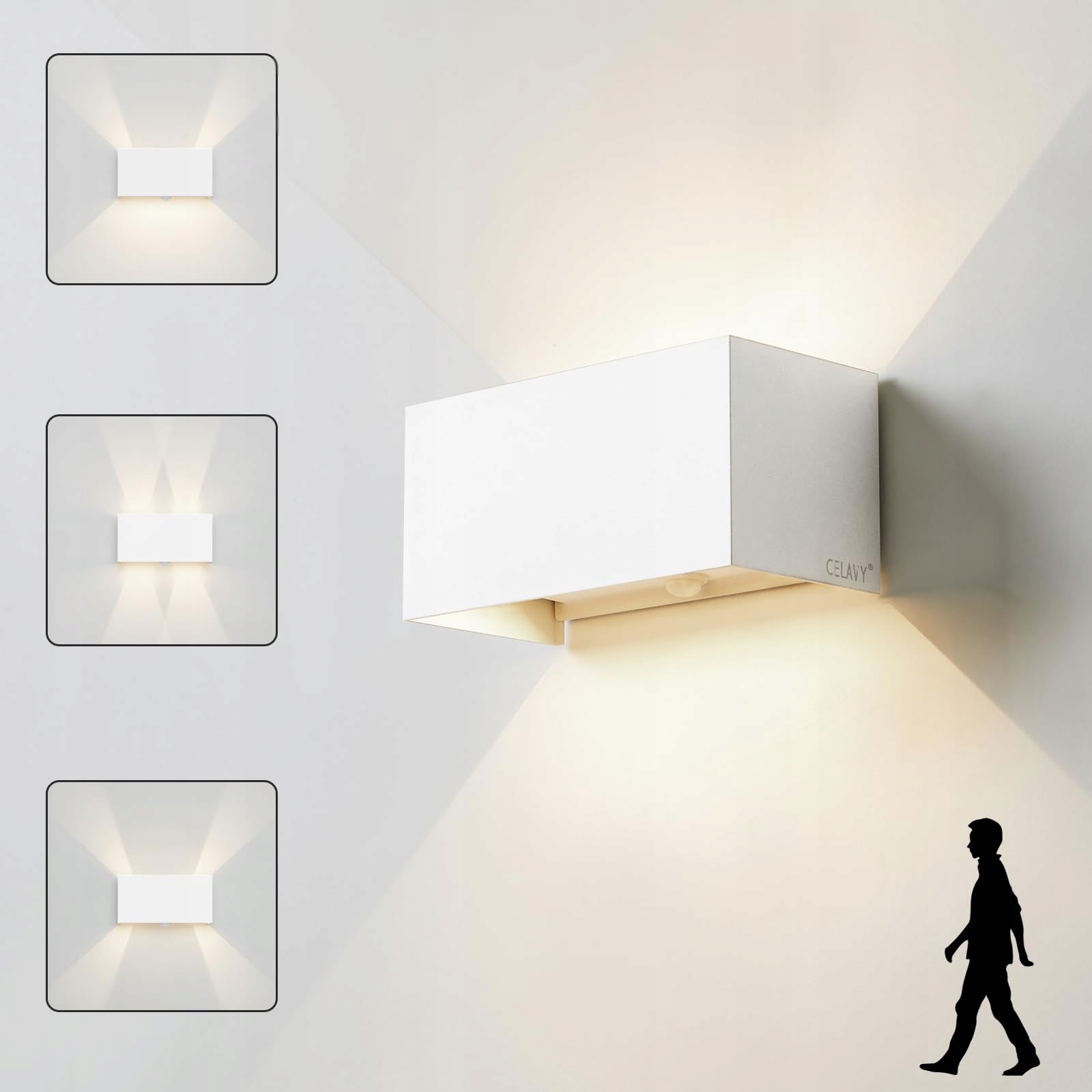 CELAVY LED Buitenlamp Up Down Bewegingsmelder IP65 4000K Wit
