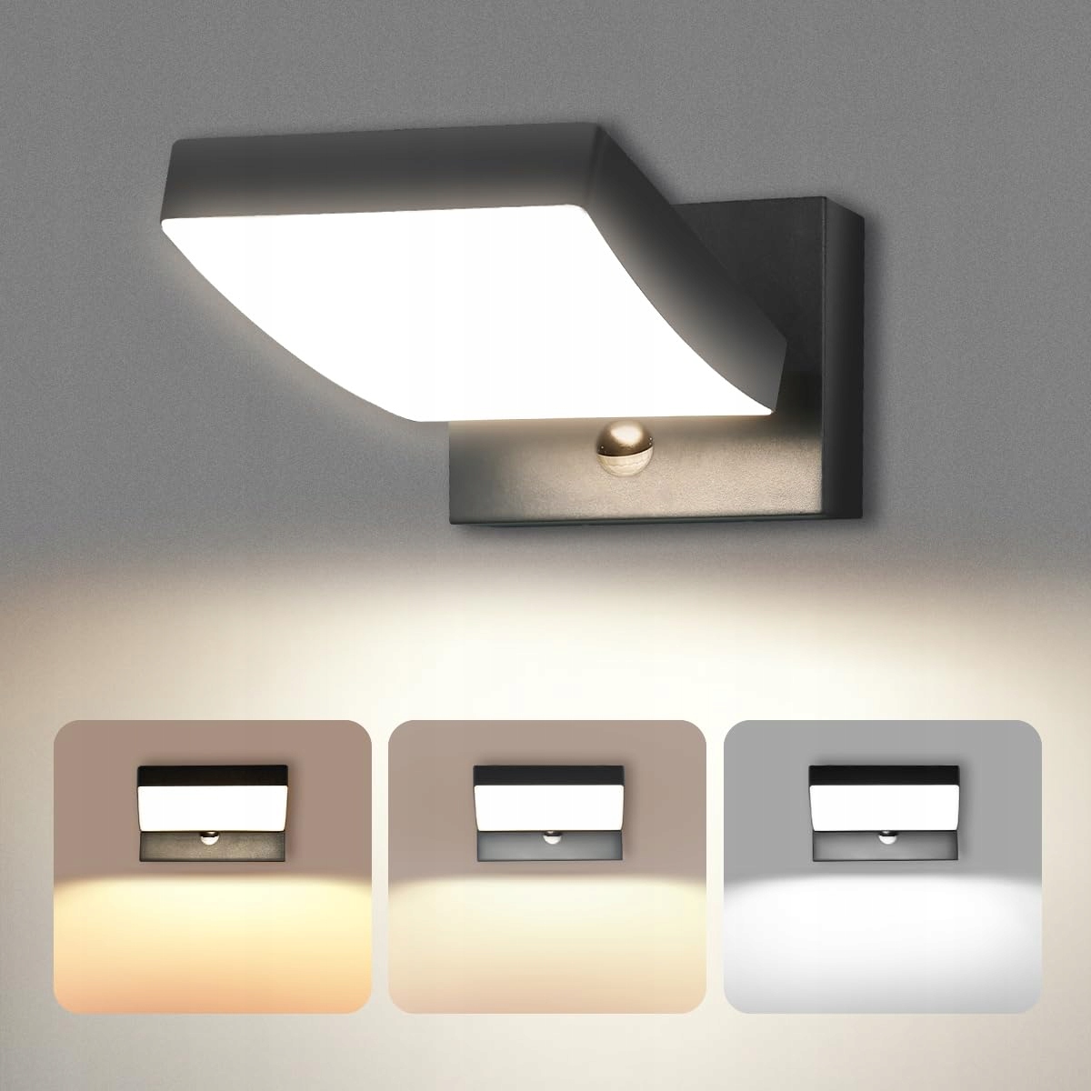 GEYOULUX LED Buitenlamp 24W Bewegingsmelder IP65 Verstelbaar Paneel