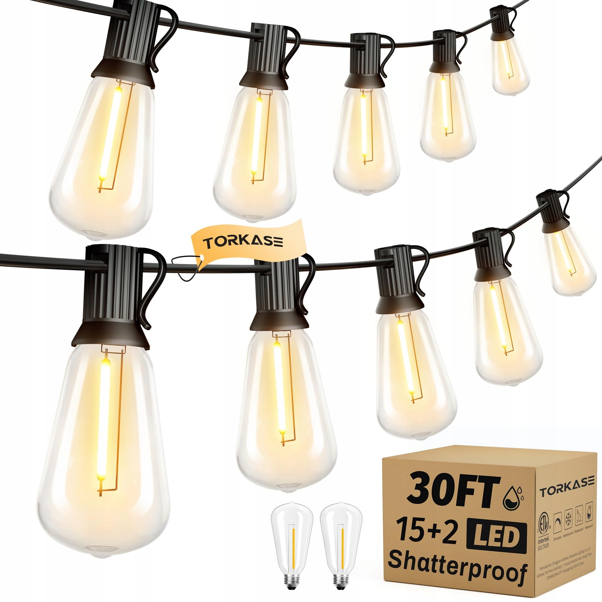 TORKASE LED Lichtsnoer 9M 17 Lampjes IP54 Tuin Terras Party