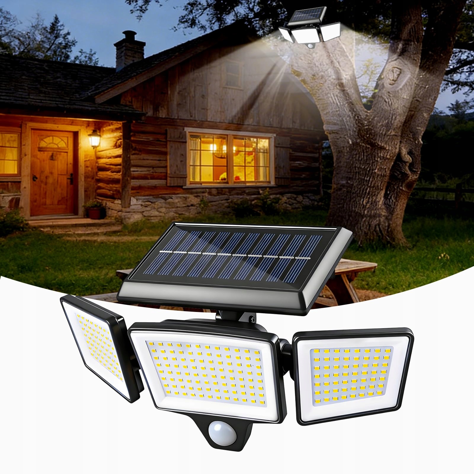 BEUAATI LED Zonnelamp 208 LED Bewegingsmelder IP65 Tuin