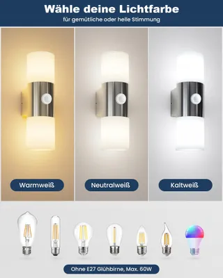 ALLESGUTE Buitenlamp Bewegingsmelder IP65 E27 Excl Lamp — miniatuur 4