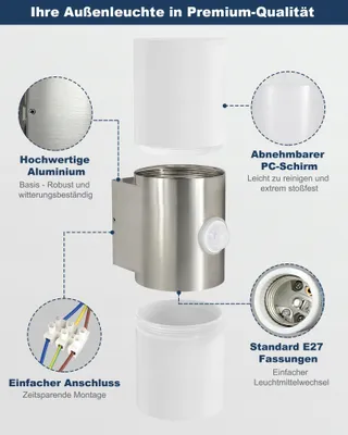 ALLESGUTE Buitenlamp Bewegingsmelder IP65 E27 Excl Lamp — miniatuur 6