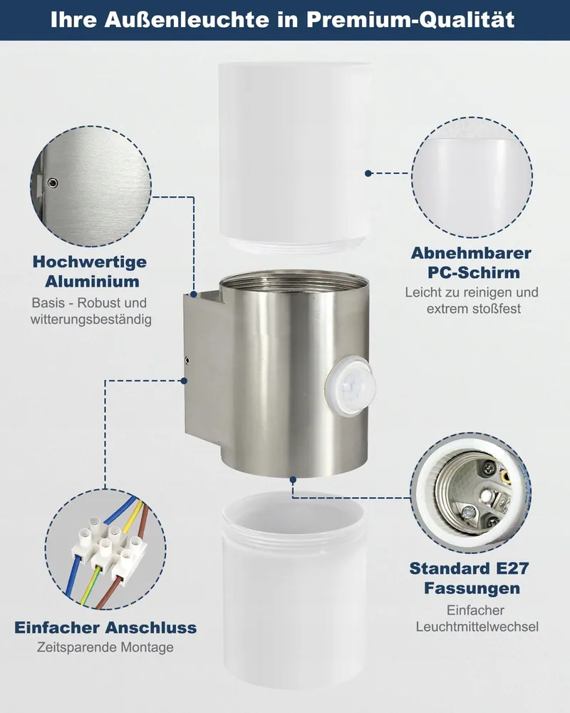 ALLESGUTE Buitenlamp Bewegingsmelder IP65 E27 Excl Lamp — foto 6
