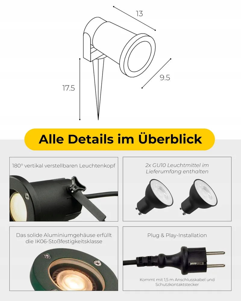 SLV NAUTILUS XL Set 2 Buitenlamp Tuin Terras IP65 GU10 Zwart — foto 3