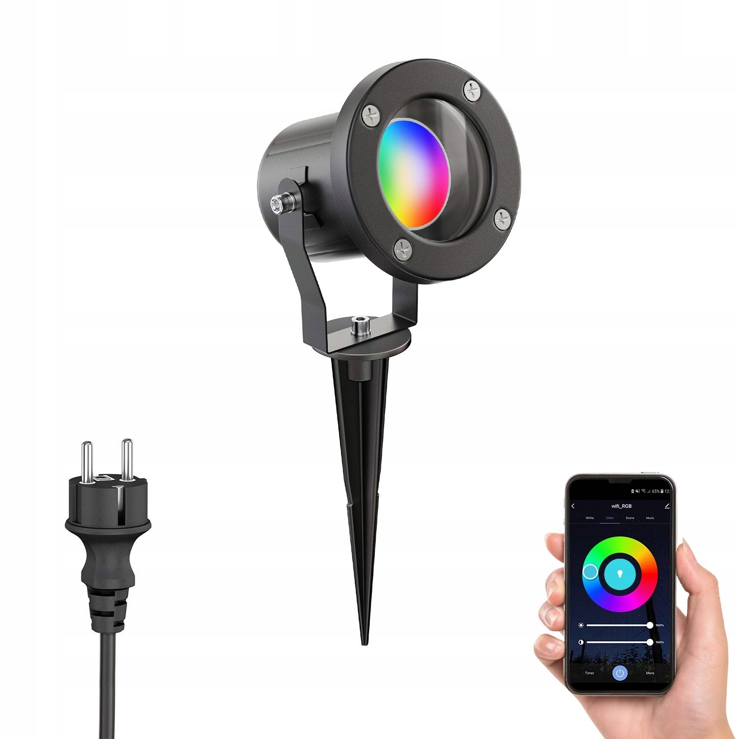 LEDSCOMDE Tuinspot MIBU RVS Zwart RGBW GU10 LED 5W 473lm