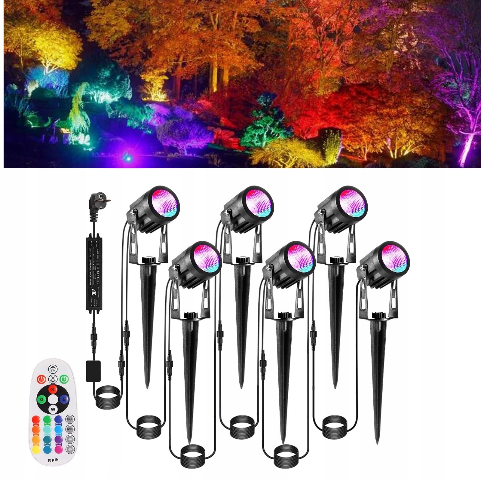 GREENSECLICK RGB LED Tuinverlichting 6x 12V 3W IP65 Afstandsbediening