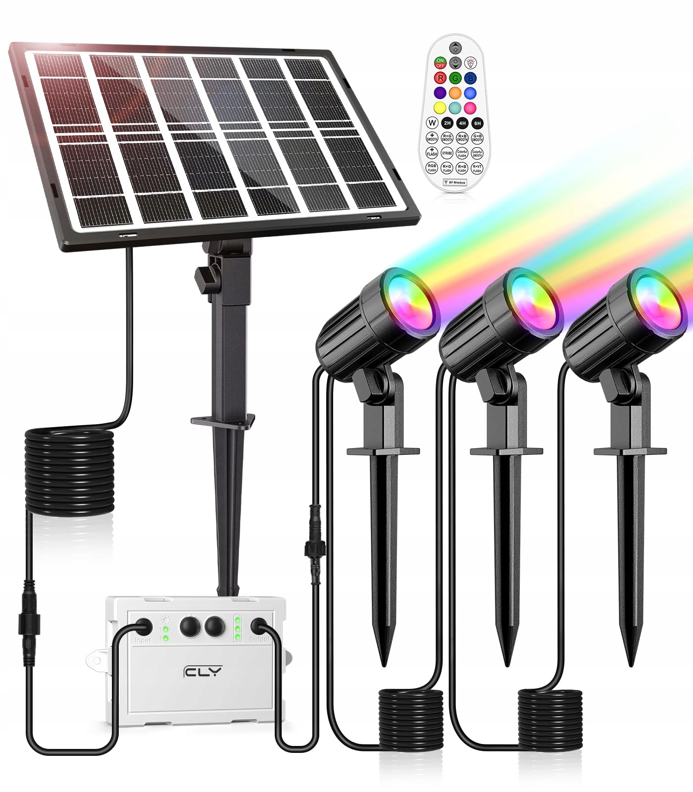 CLY Solar RGB Schijnwerper Afstandsbediening IP66 10 Kleuren 3-in-1
