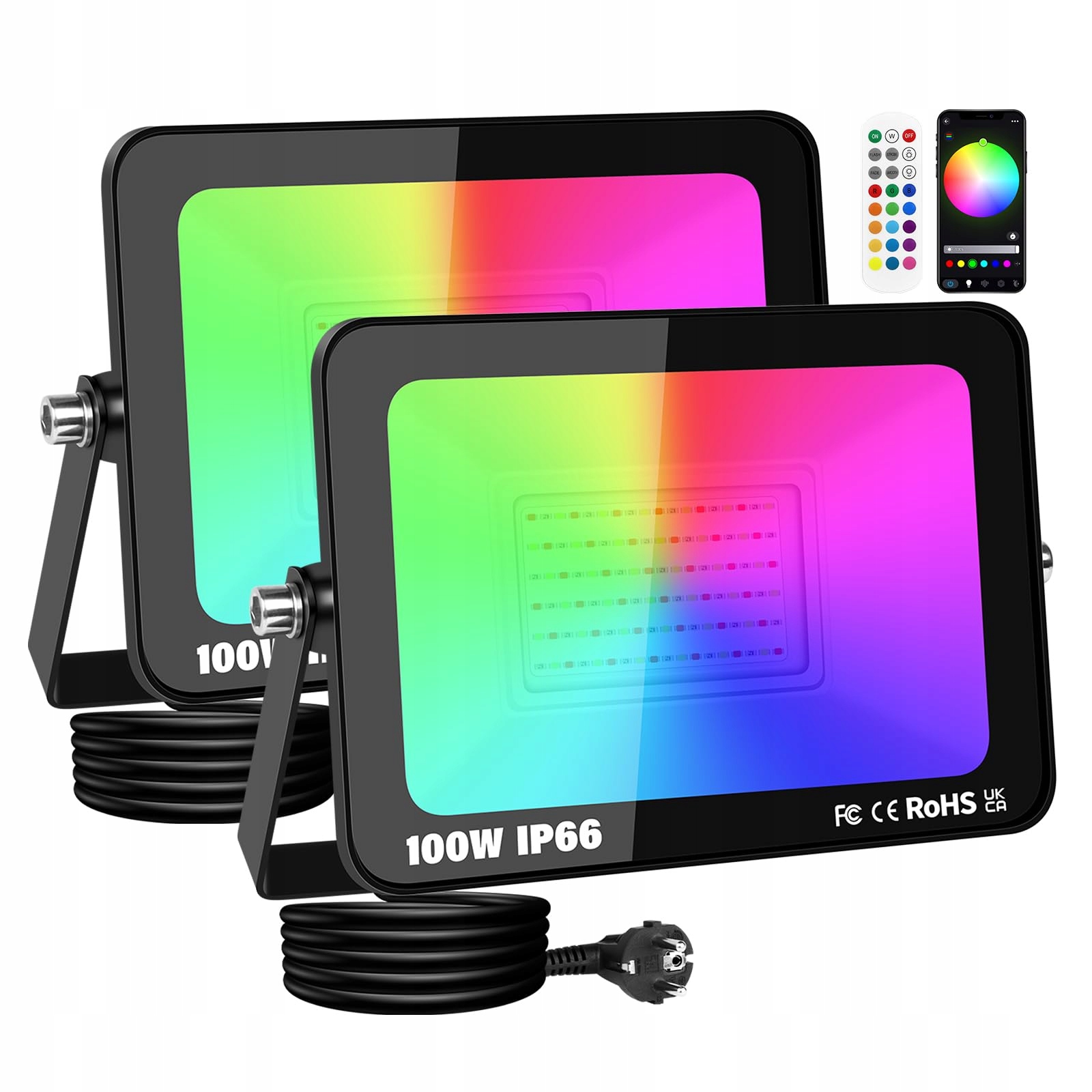 RIGIDON 2x 100W RGB Smart LED Schijnwerper App
