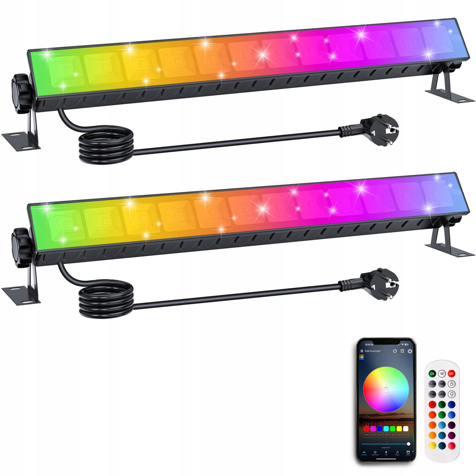 BOSITE 2 Stuks RGB LED Schijnwerper 30W IP66 360° Afstandsbediening