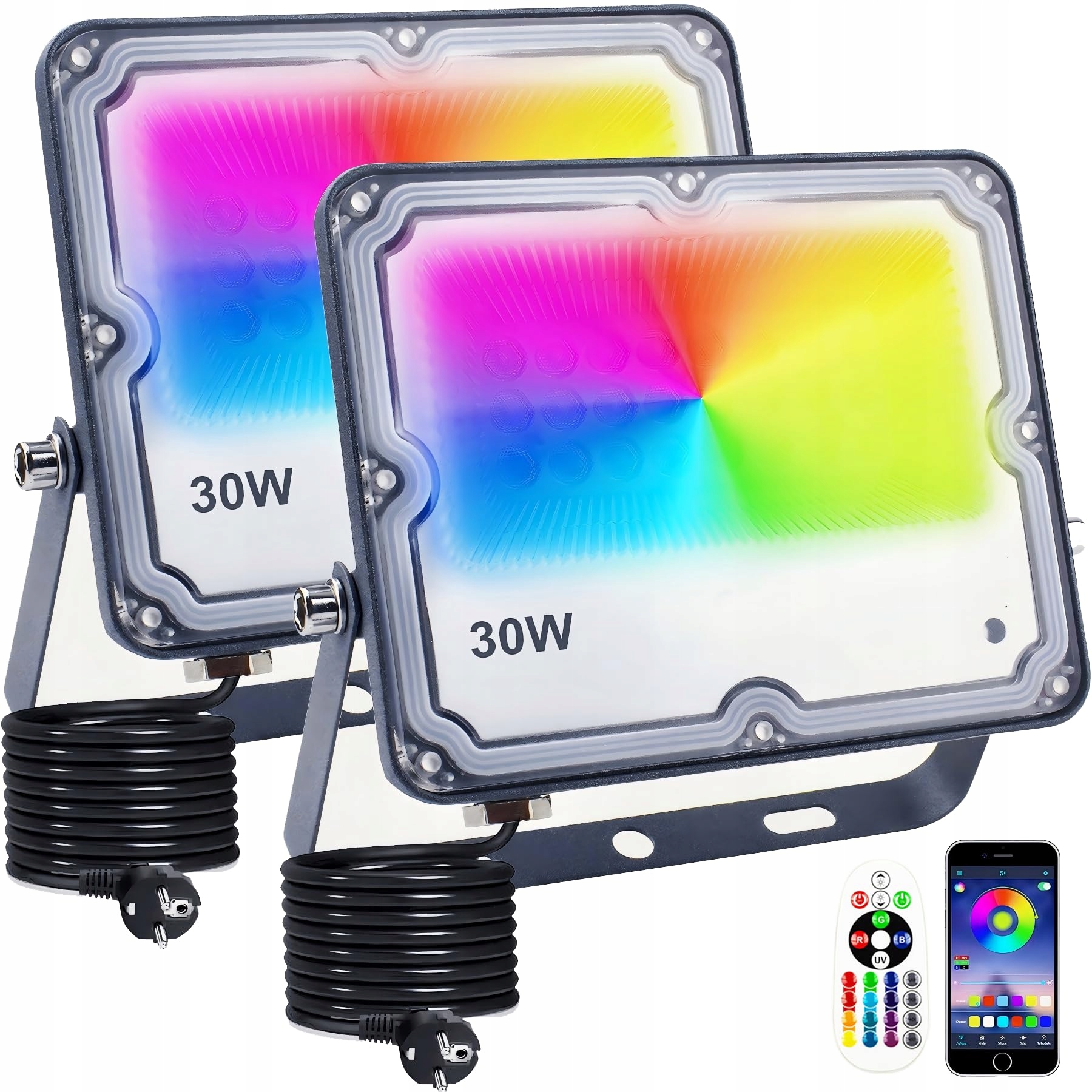 INDMIRD RGB LED Schijnwerper 30W Smart Bluetooth IP66