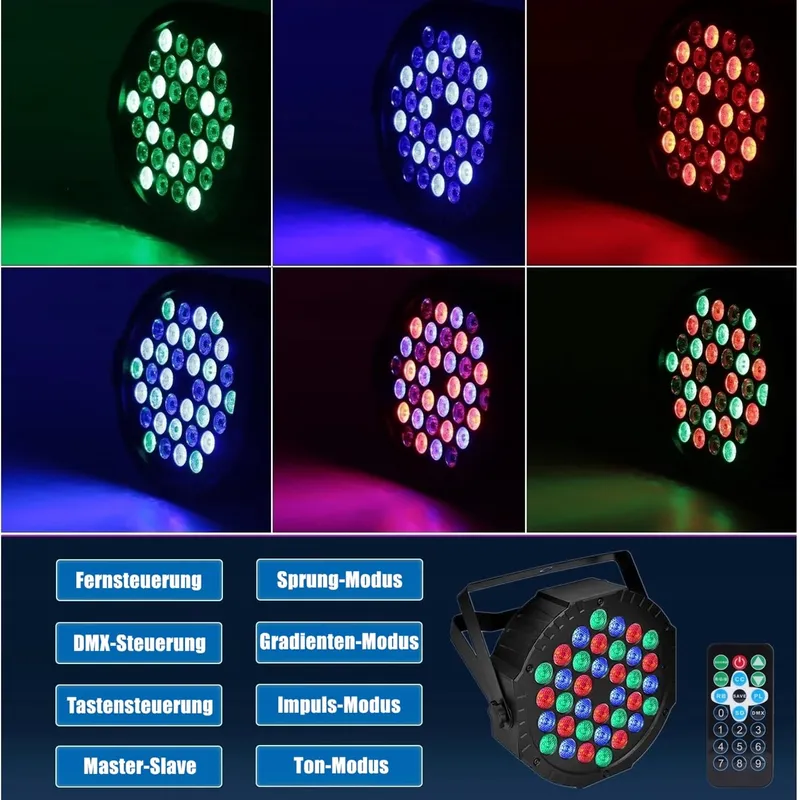ZHENNBY Par Podiumlicht 36 LED RGB DMX Afstandsbediening 8 Stuks — foto 2