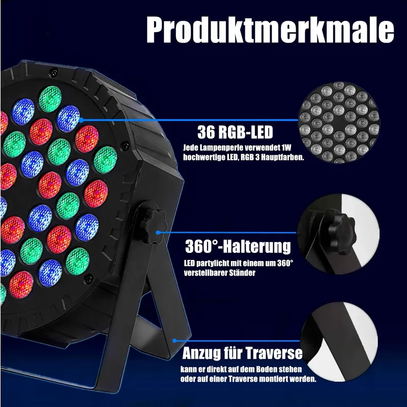 ZHENNBY Par Podiumlicht 36 LED RGB DMX Afstandsbediening 8 Stuks — foto 3