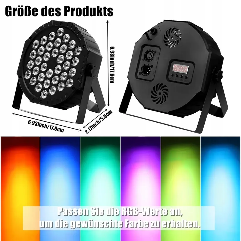 ZHENNBY Par Podiumlicht 36 LED RGB DMX Afstandsbediening 8 Stuks — foto 4