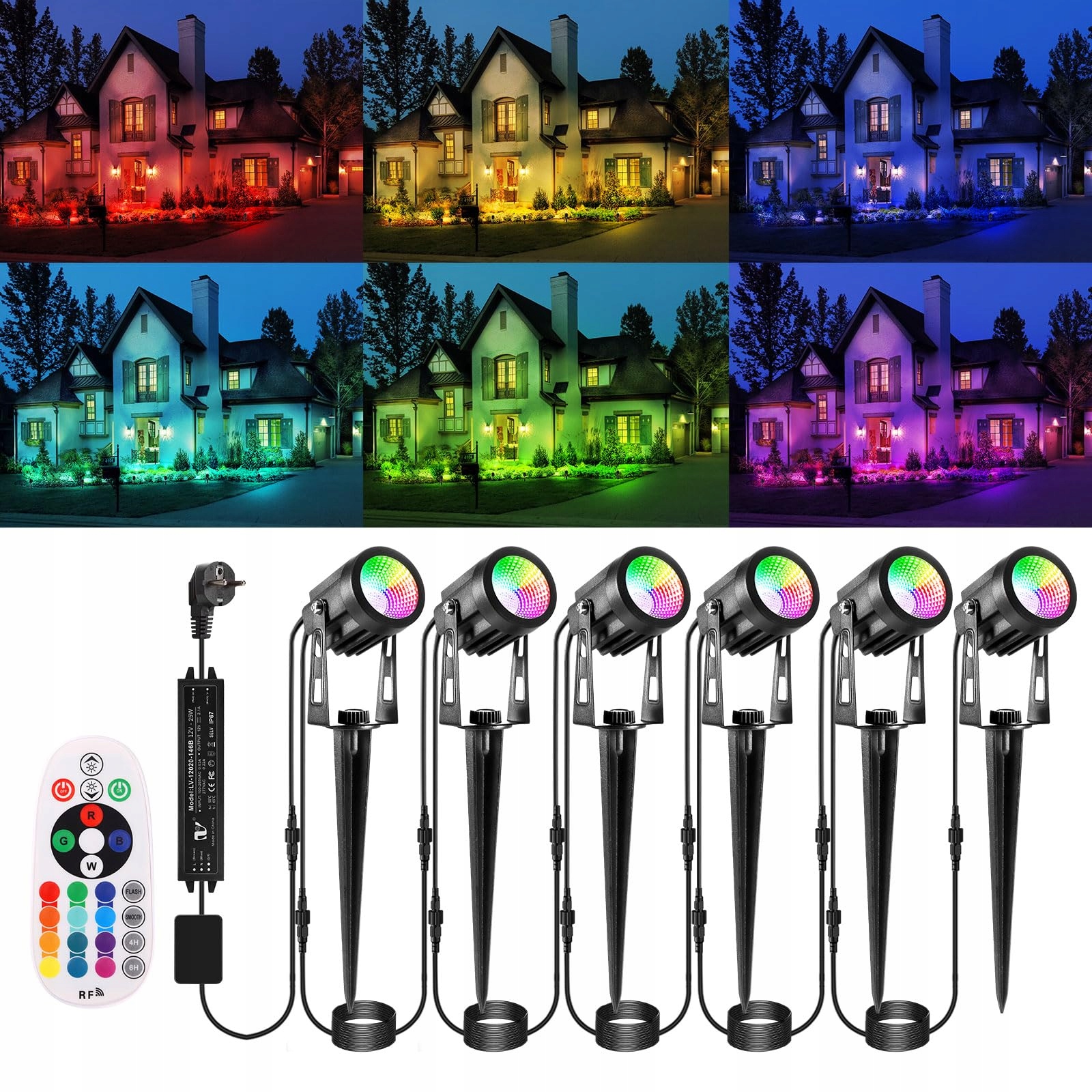 ECOWHO RGB LED Tuinverlichting 21m Afstandsbediening IP65 6 Stuks