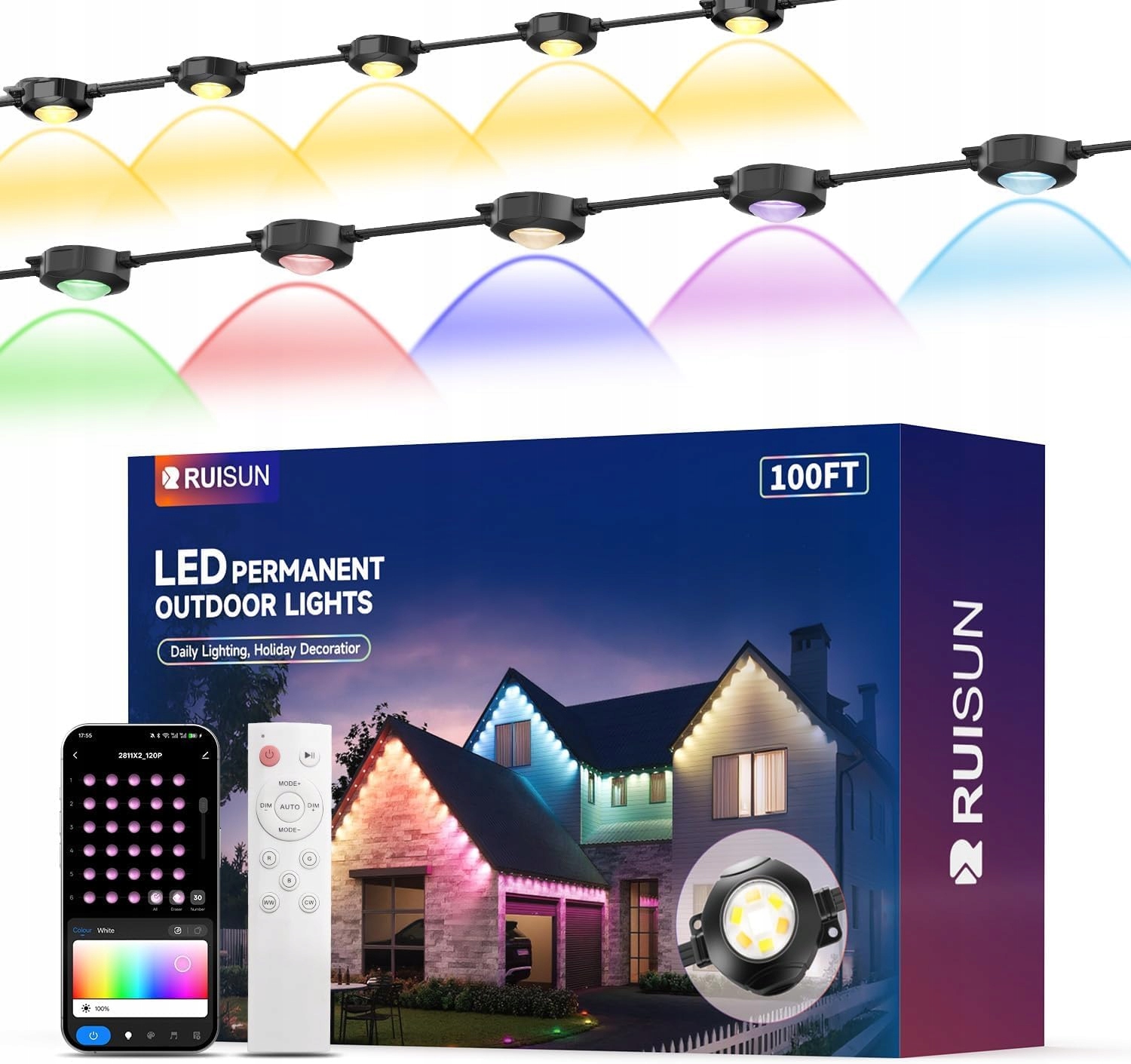 RUISUN Smart Buitenverlichting 30m RGBICW IP67 Alexa Google