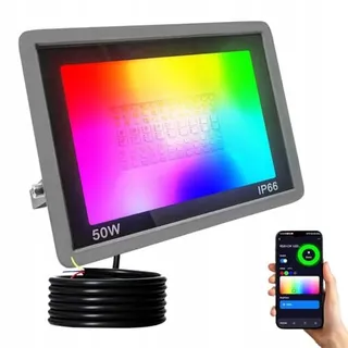 JBDUSN 50W RGB LED Schijnwerper Smart Bluetooth Kleurverandering