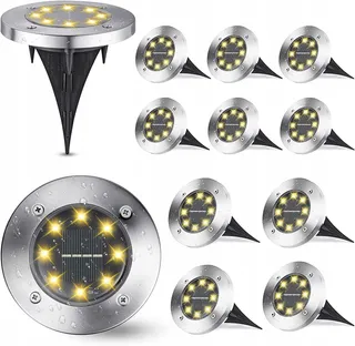 JOOMER Zonnelamp Grondspot 12 Stuks 8 LED Warmwit Waterdicht