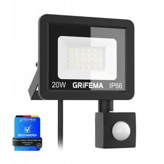 GRIFEMA LED Schijnwerper Bewegingsmelder 20W 2200LM 6500K IP66