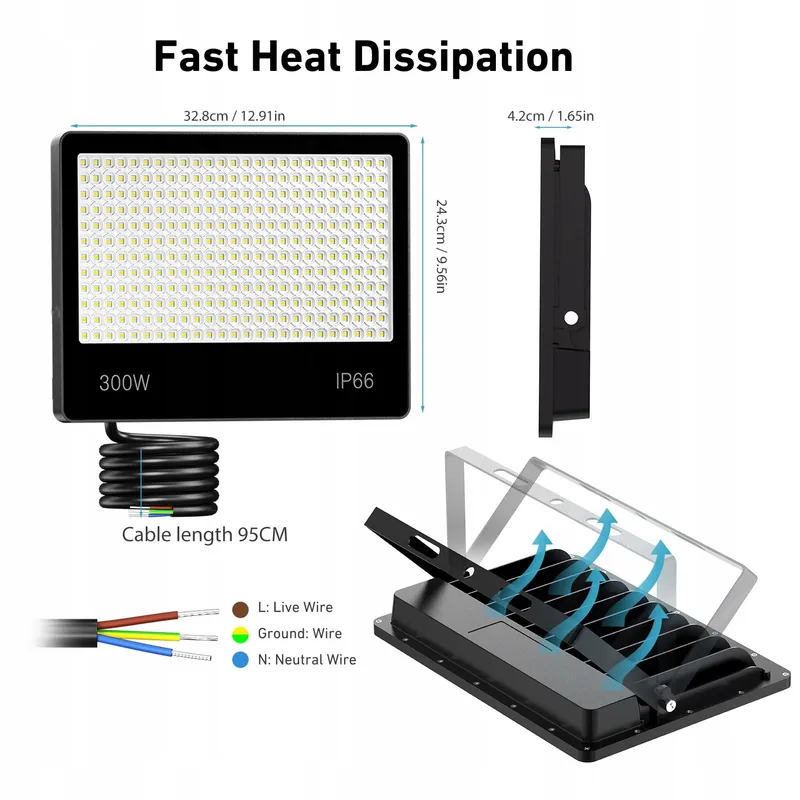 LED Schijnwerper 300W 2 Stuks 30000LM 6500K IP66 — foto 4