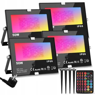 CHANGM RGB LED Schijnwerper 4x50W Afstandsbediening IP66