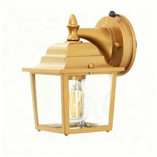 HUTZPAH Buitenwandlamp Bewegingsmelder IP54 Goud Aluminium Glas