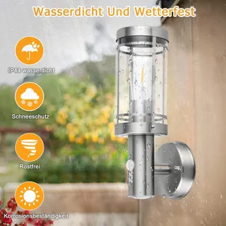 QFZWJ Buitenlamp Bewegingsmelder RVS IP44 E27 — miniatuur 4