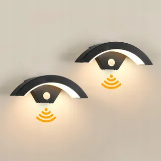 COMELY Set 2 LED Buitenwandlamp Bewegingsmelder 24W IP65 Waterdicht