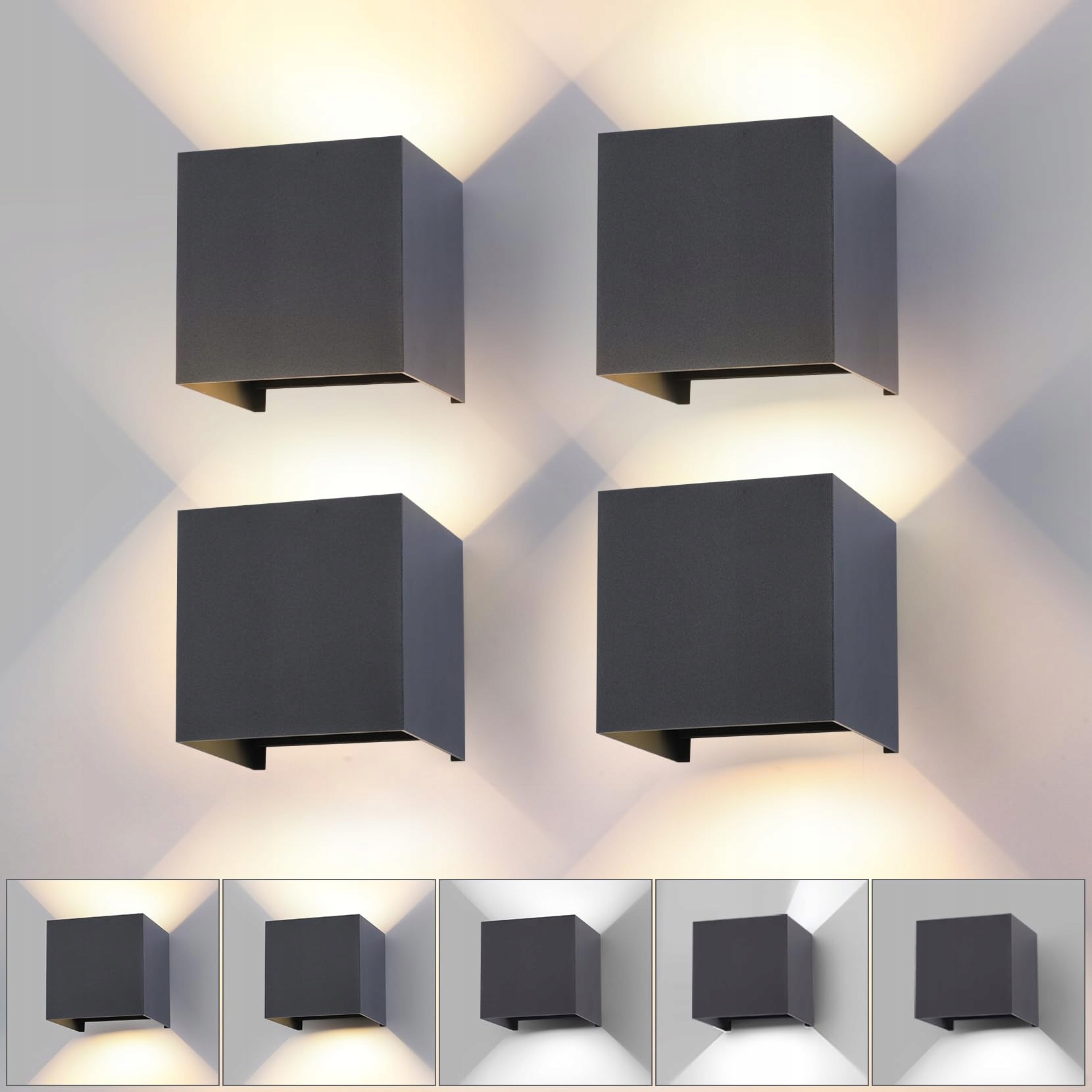 WISDOM LINE Set 4 LED Wandlamp 15W IP65 Verstelbaar