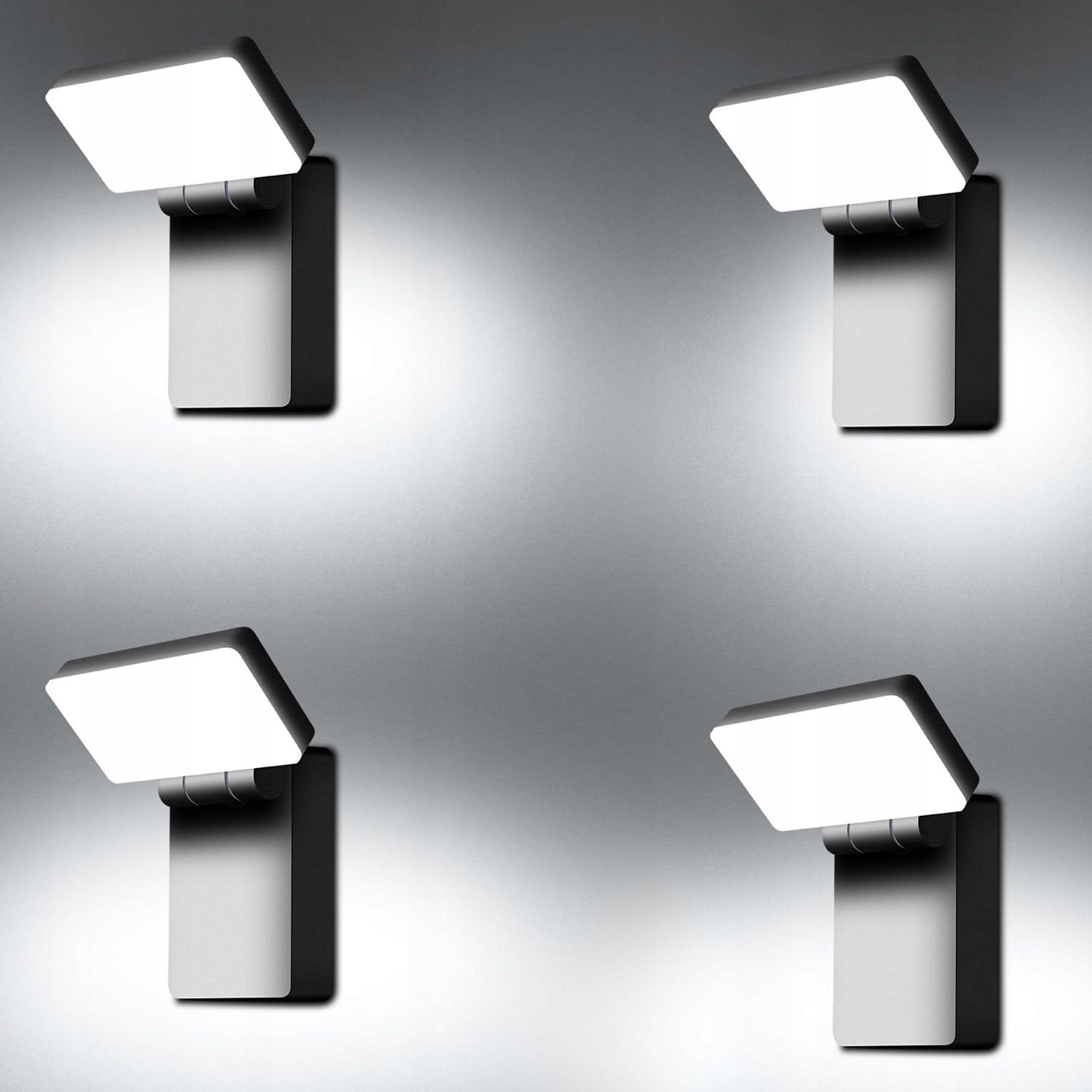 KINGWEN LED Buitenwandlamp 40W 6000K 4 Stuks IP65 Zwart