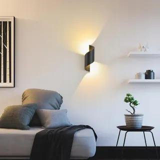 SANSHI Moderne LED Buitenwandlamp 10W IP65 Warmwit Zwart — miniatuur 7