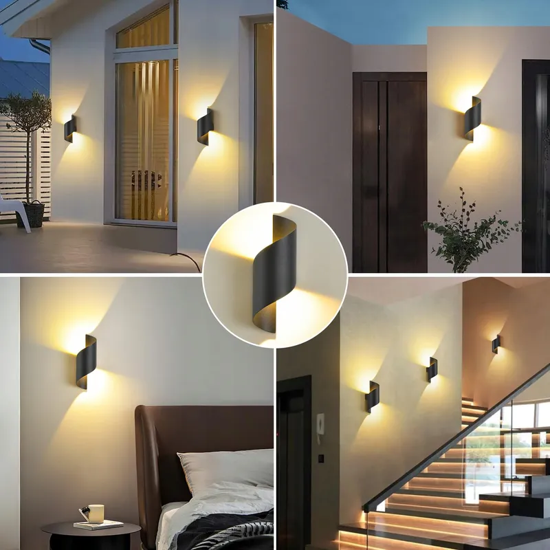 SANSHI Moderne LED Buitenwandlamp 10W IP65 Warmwit Zwart — foto 5