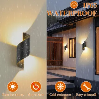 SANSHI Moderne LED Buitenwandlamp 10W IP65 Warmwit Zwart — miniatuur 3