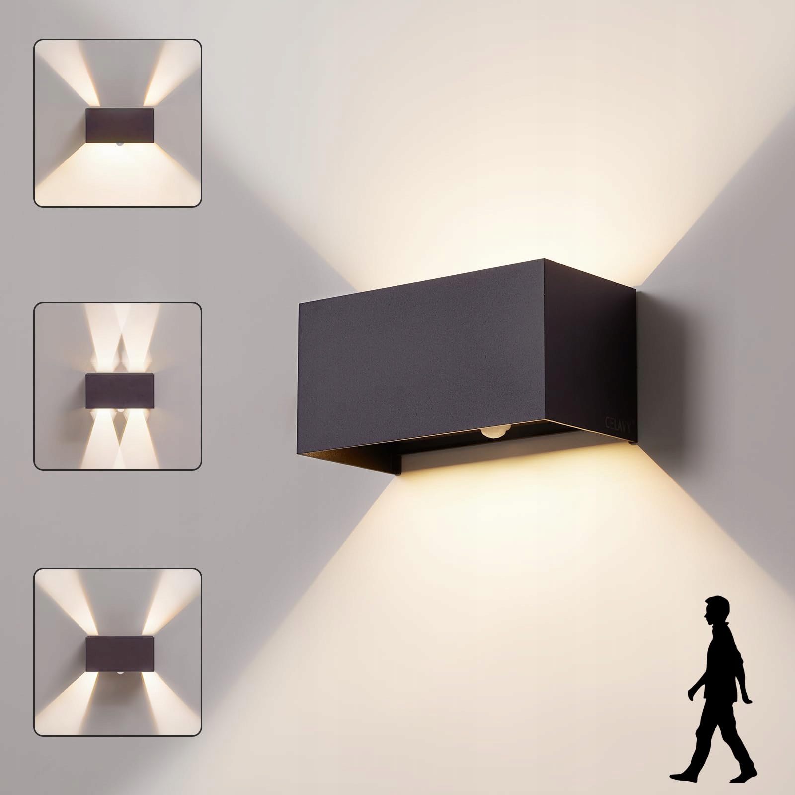 CELAVY LED Buitenlamp Bewegingsmelder IP65 4000K Antraciet