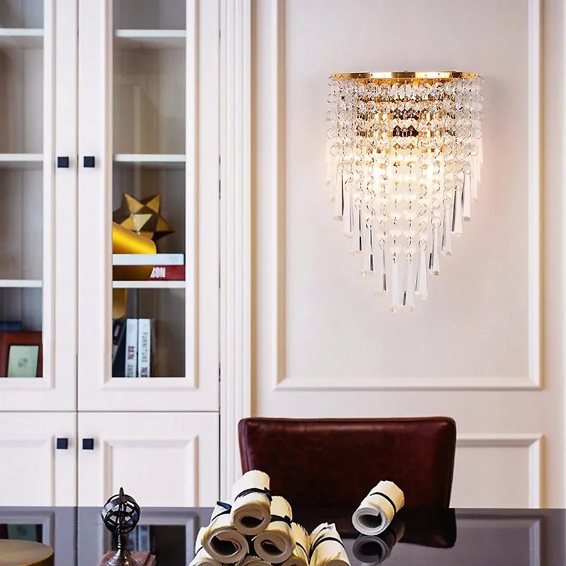 HJXDTECH Kristallen Wandlamp Goud 18x28cm — foto 6