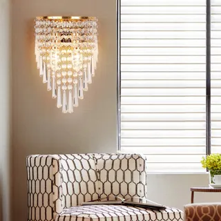 HJXDTECH Kristallen Wandlamp Goud 18x28cm — miniatuur 7