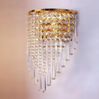 HJXDTECH Kristallen Wandlamp Goud 18x28cm — miniatuur 4