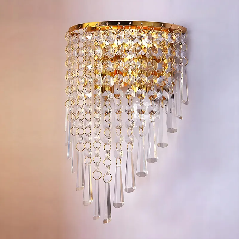 HJXDTECH Kristallen Wandlamp Goud 18x28cm — foto 4
