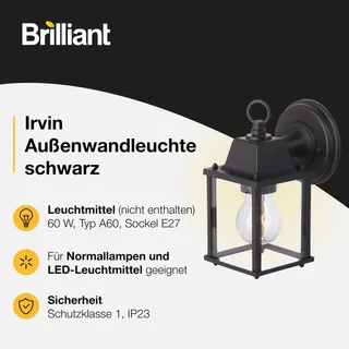 BRILLIANT Irvin Buitenwandlamp Zwart IP23 E27 LED — miniatuur 2