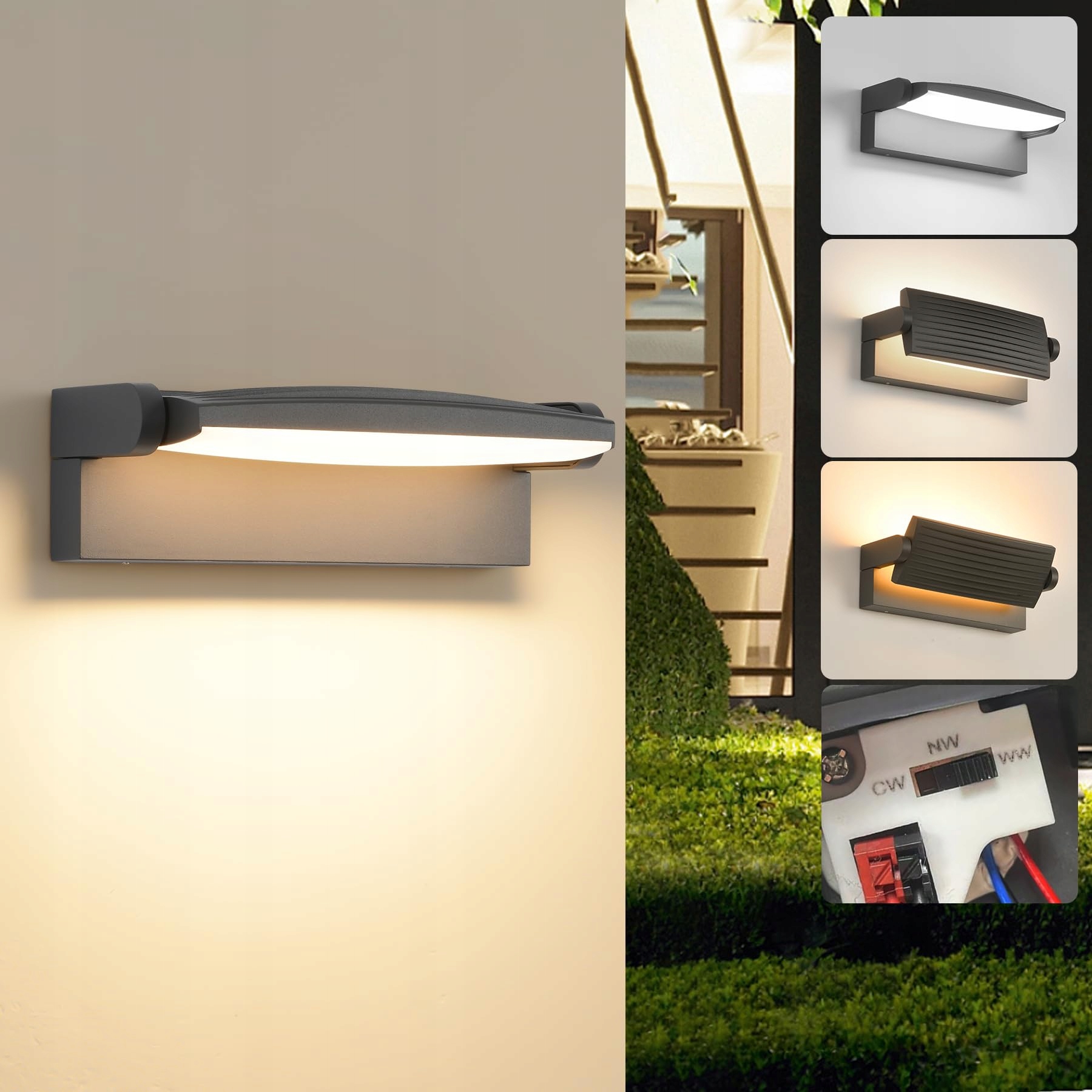 SANSHI LED Buitenwandlamp 30W IP65 350° Verstelbaar