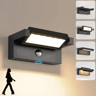 LED Wandlamp Bewegingsmelder 22W IP65 3000K Zwart
