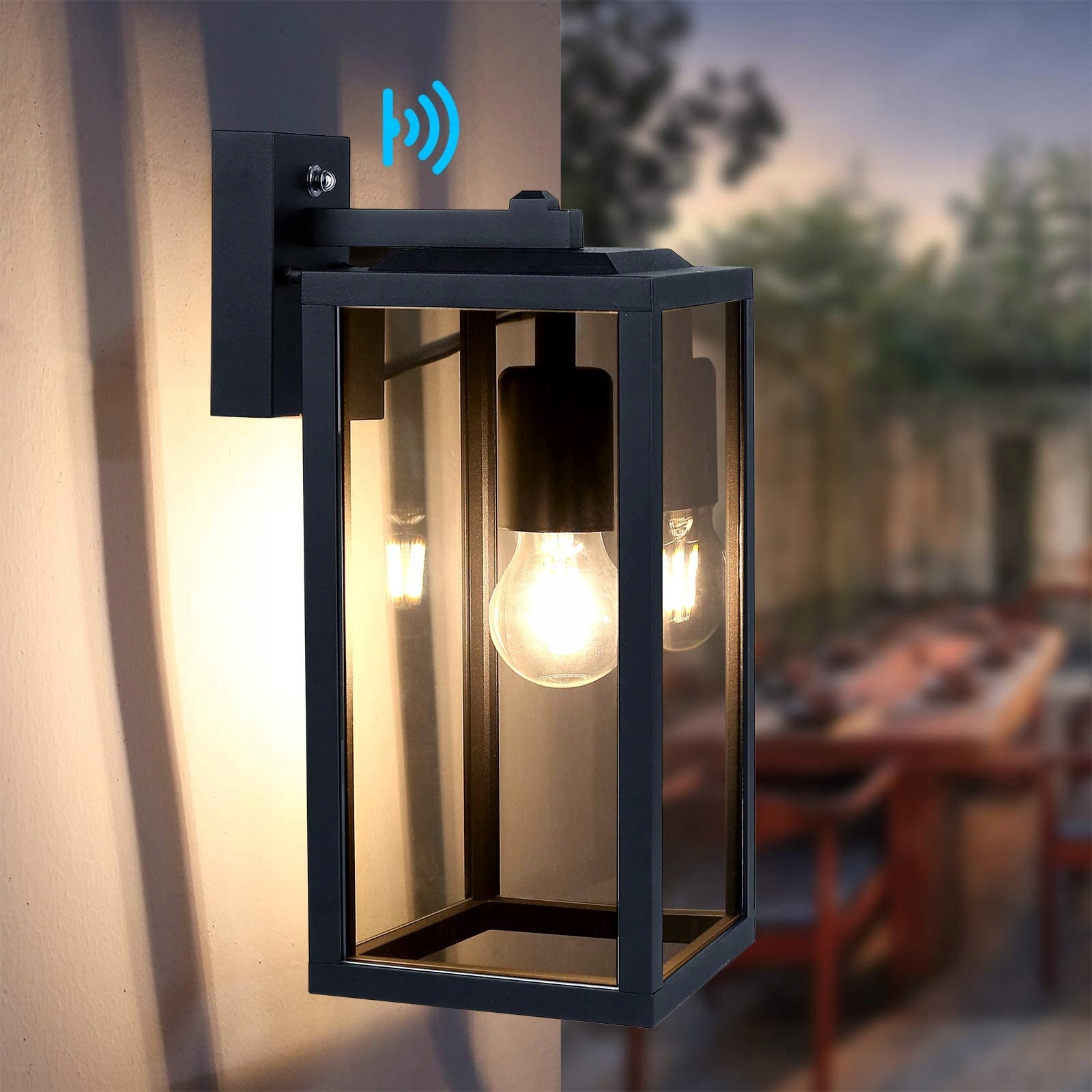 HLFVLITE Buitenwandlamp Schemersensor Mat Zwart E27