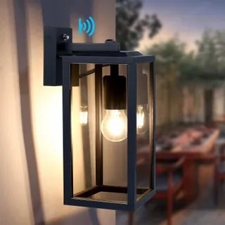 HLFVLITE Buitenwandlamp Schemersensor Mat Zwart E27