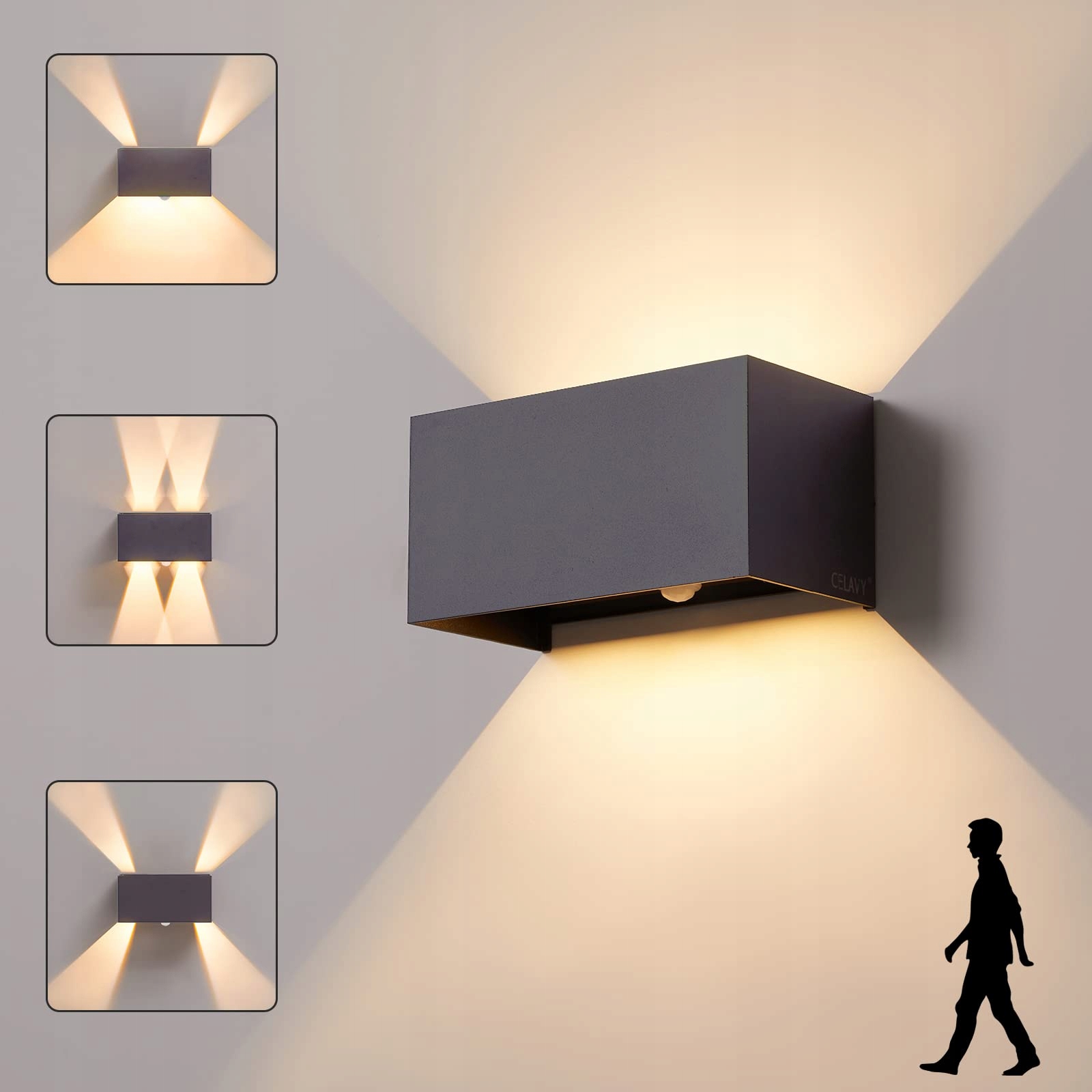CELAVY LED Buitenlamp Bewegingsmelder IP65 Antraciet