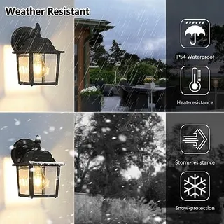 COMELY Buitenwandlamp Glazen Kap Zwart E27 21cm — miniatuur 2
