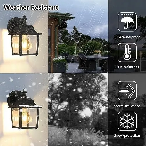 COMELY Buitenwandlamp Glazen Kap Zwart E27 21cm — foto 2