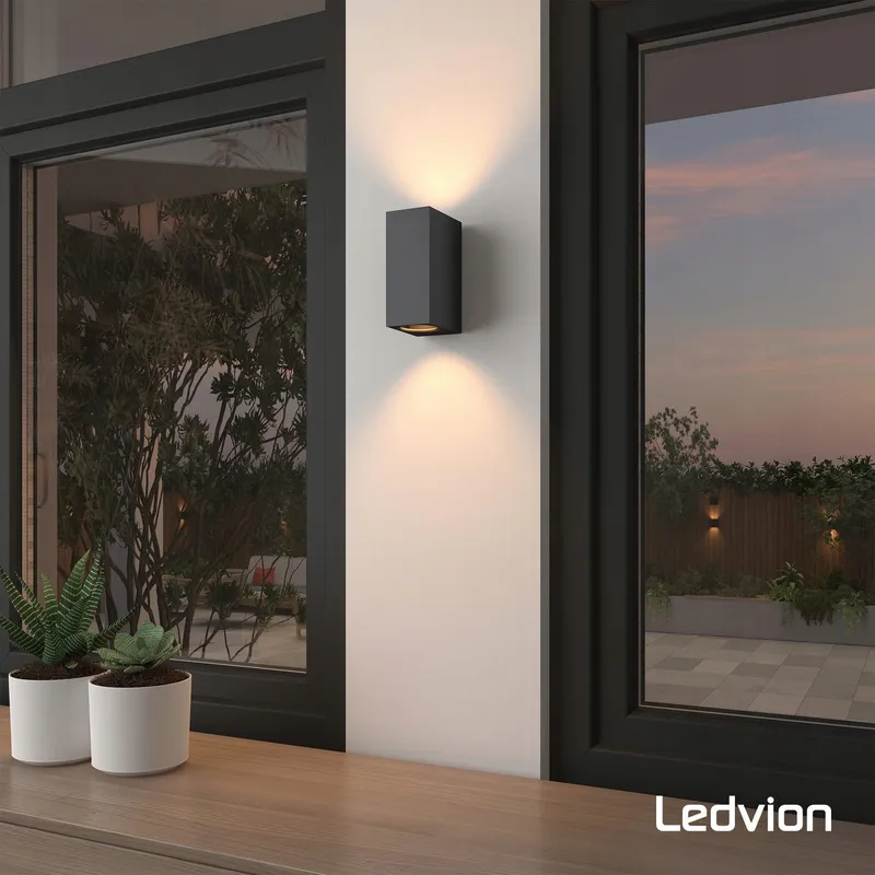 LEDVION Helene LED Buitenwandlamp Zwart IP54 GU10 Up Down — foto 3