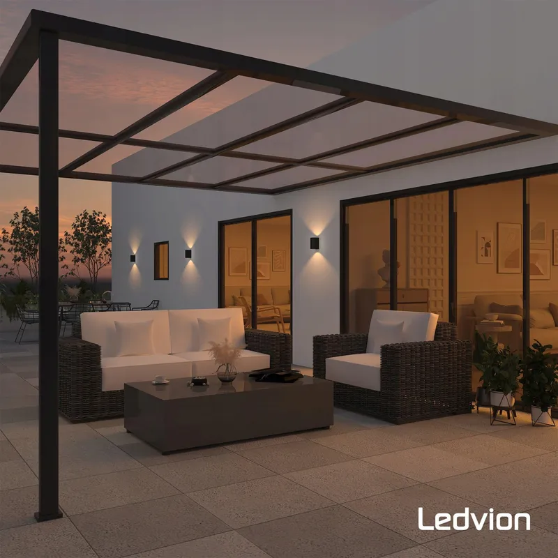 LEDVION Helene LED Buitenwandlamp Zwart IP54 GU10 Up Down — foto 2
