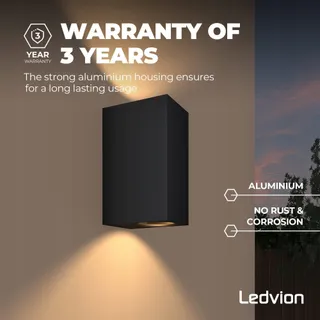 LEDVION Helene LED Buitenwandlamp Zwart IP54 GU10 Up Down — miniatuur 6