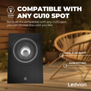 LEDVION Helene LED Buitenwandlamp Zwart IP54 GU10 Up Down — miniatuur 4
